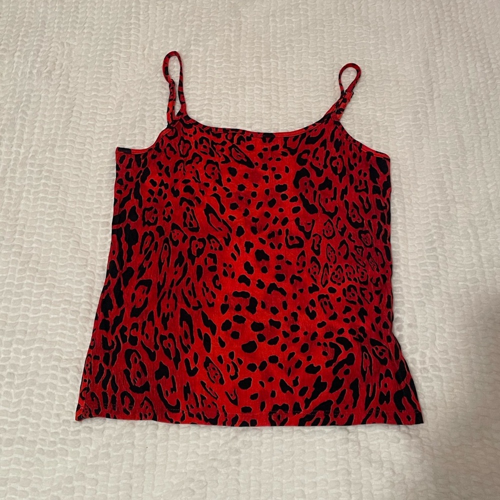 L’AGENCE | Ella Spaghetti Tank | Red Bright Cheetah Tank | NWT